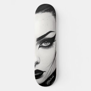 Skate Desenho ousado a tinta de garota gótica