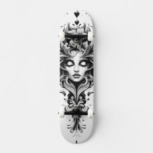 Skate Desenho preto e branco de uma mulher