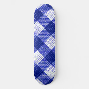 Skate Desenho Xadrez Bold Azul e Branco
