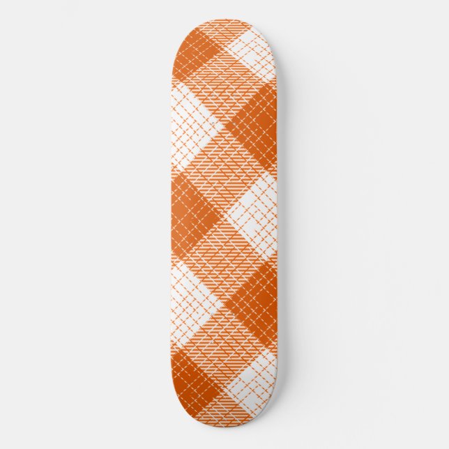 Skate Desenho Xadrez Bold Laranja e Branco  (Frente)
