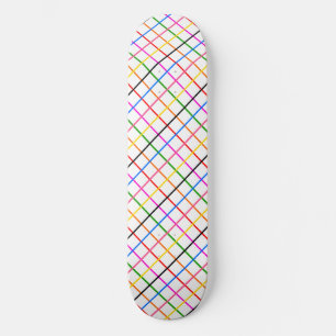 Skate Desenho Xadrez de Vidro Colorido de Fundo Branco