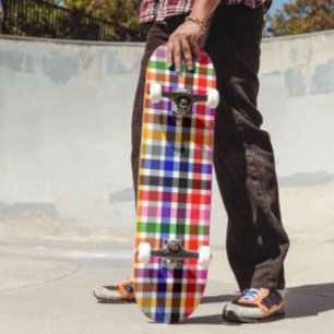 Skate Desenho Xadrez Tártan em Twill Colorido Branco