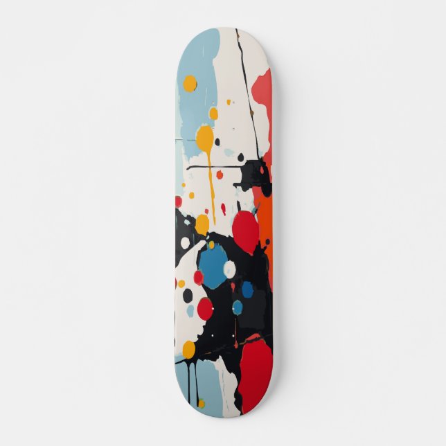 Skate Design Abstrato Colorido com Salpicos e Gotejament (Frente)