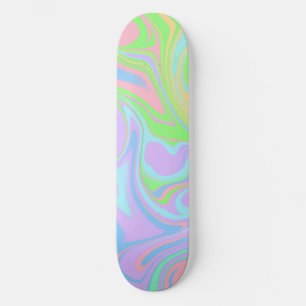 Skate Design Abstrato de Cabeça Rosa Púrpura Azul