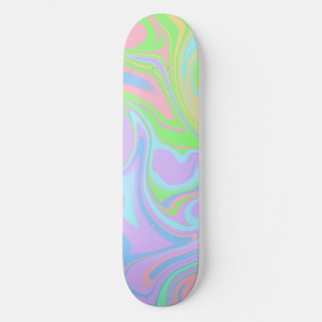 Skate Design Abstrato de Cabeça Rosa Púrpura Azul (Frente)