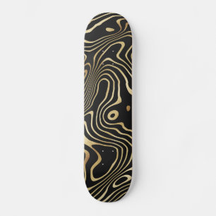 Skate Design abstrato de espiral líquida Dourada preta