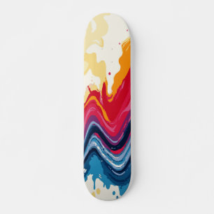 Skate Design Abstrato de Gotejamento de Tinta Multicolor