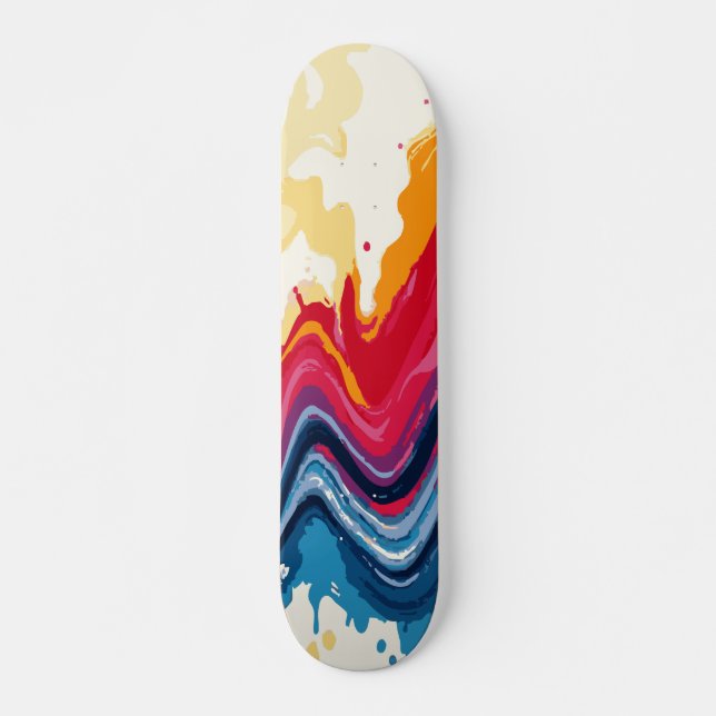 Skate Design Abstrato de Gotejamento de Tinta Multicolor (Frente)