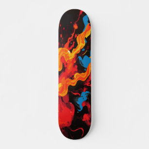 Skate Design Abstrato de Salpicos de Tinta de Fogo