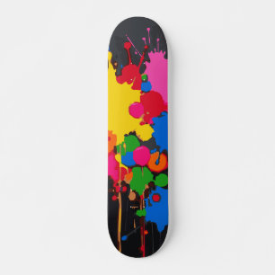 Skate Design Abstrato de Tinta Colorida com Salpicos e G