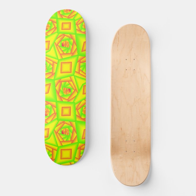 Skate Design Abstrato do Ombro Amarelo Laranja Verde Cit (Frente)