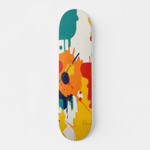 Skate Design Abstrato Vibrante de Tinta Multicolorida