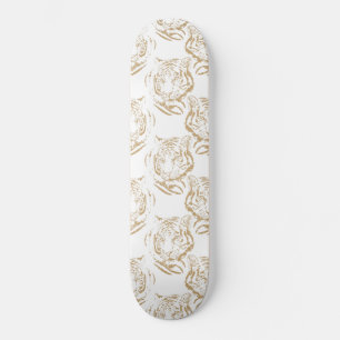 Skate Design branco Elegante Dourado Tiger Impressão