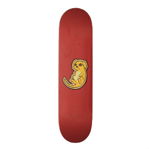 Skate Design De Desenho De Cão Amarelo E Vermelho