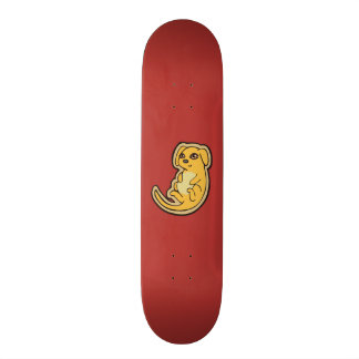 Skate Design De Desenho De Cão Amarelo E Vermelho
