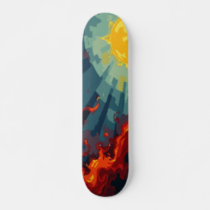 Skate Design de Energia do Sol e Fogo Abstrato