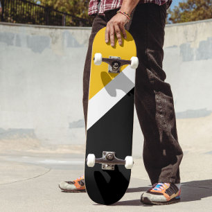 Skate Design de Estilo de Bloco de Cor Preto Amarelo