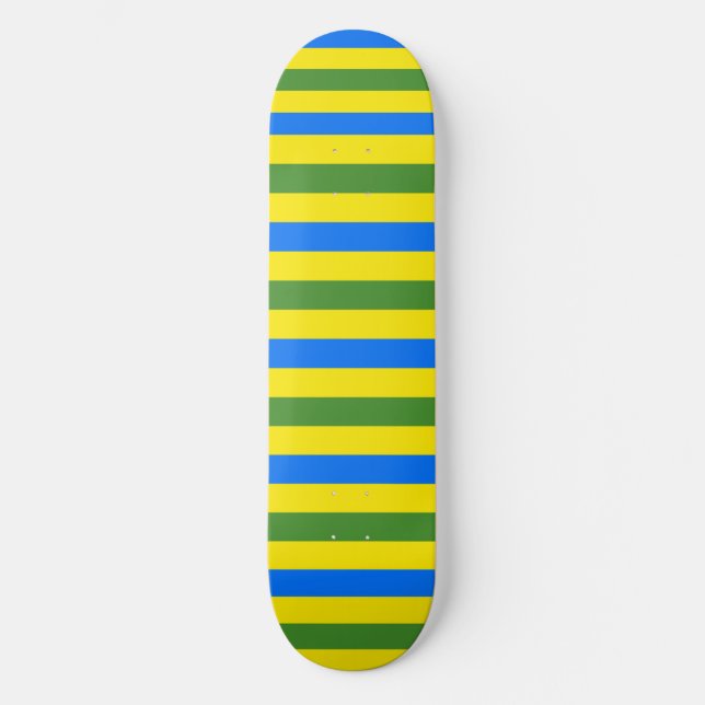 Skate Design de faixas verdes e amarelas azuis (Frente)