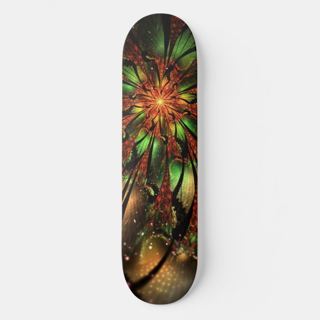 Skate design de flor fractal abstrato. (Frente)