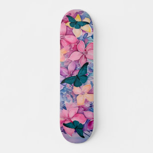 Skate Design de Flores e Borboletas Inspiradas na Vintag