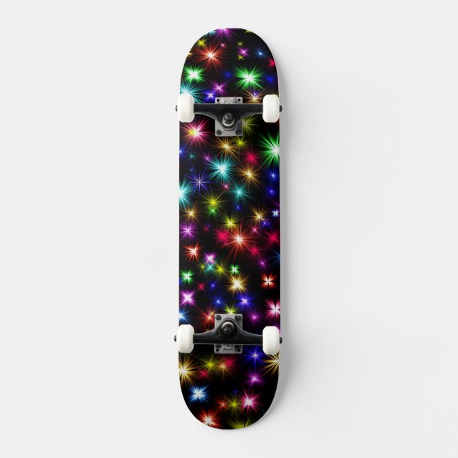 Skate Design de Fogos de Artifício Estrelas Coloridas (Frente)