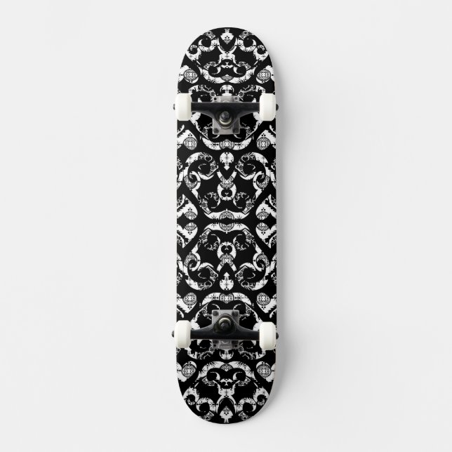 Skate Design de fundo do coração branco preto-branco-bra (Frente)