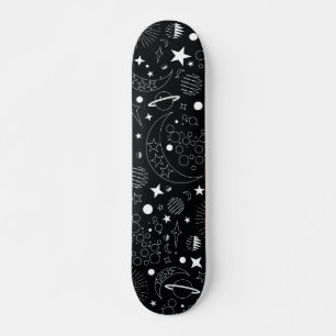 Skate Design de galáxia cósmica branca e negra