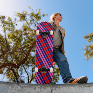Skate Design de Listras Verticais Azul Marinho Rosa Verm