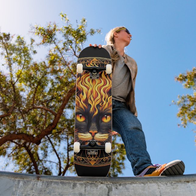 Skate Design de Mandala para o Gato de Fogo Místico (Ao ar livre 1)