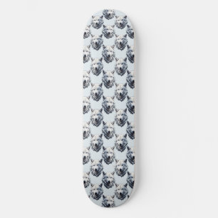Skate Design de Padrão da Cabeça do Lobo Branco - Branco