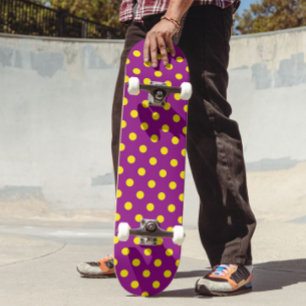 Skate Design de Padrão de Bolinhas Amarelo em Roxo