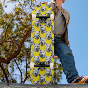 Skate Design de padrão de cabeça de lobo branco amarelo