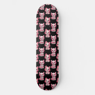 Skate Design de Padrão de Cachorro Rosa - Preto