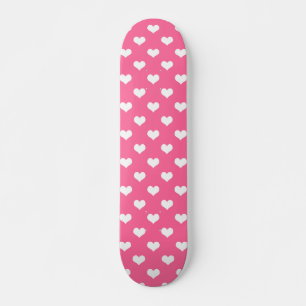 Skate Design de Padrão de Coração de Amor Branco Rosa
