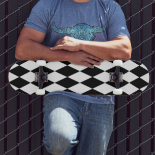 Skate Design de Padrão de Ouros Brancos Negros