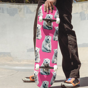 Skate Design de padrão de urso polar rosa