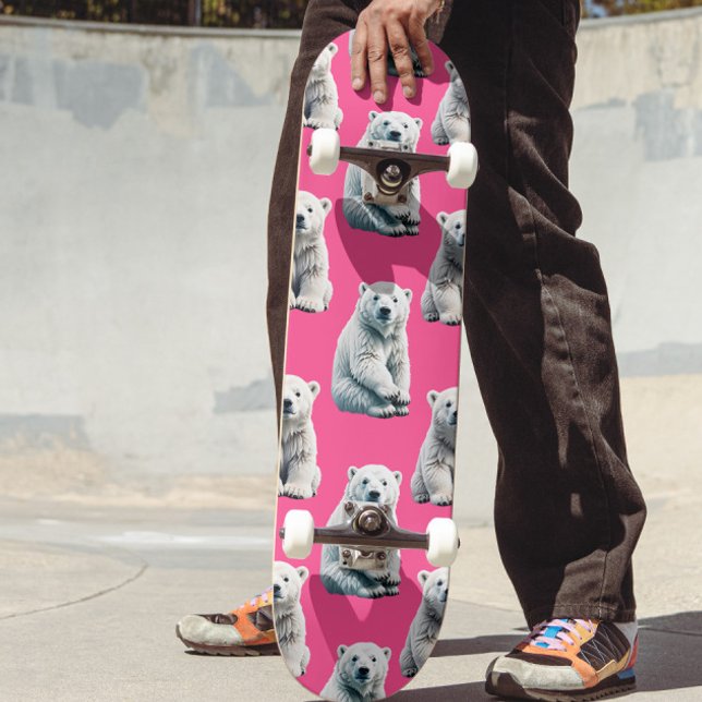 Skate Design de padrão de urso polar rosa (Criador carregado)