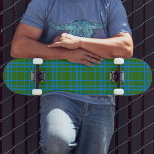 Skate Design de Padrão de Xadrez de Tartan Verde