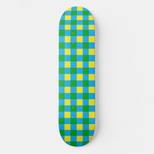Skate Design de Padrão de Xadrez de Verificação Amarelo 
