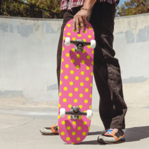 Skate Design de Padrão do Bolinhas Amarelo a Rosa