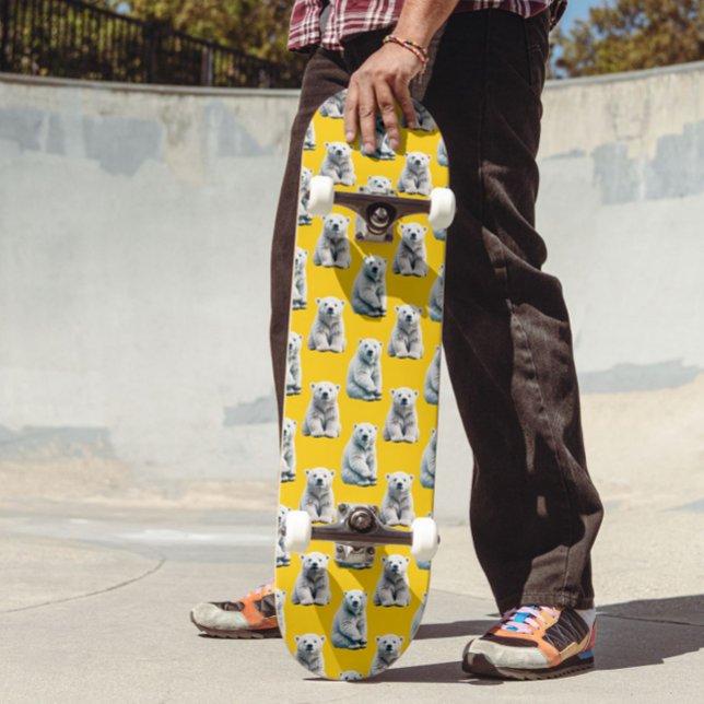 Skate Design de Padrão do Urso Polar em Amarelo (Criador carregado)