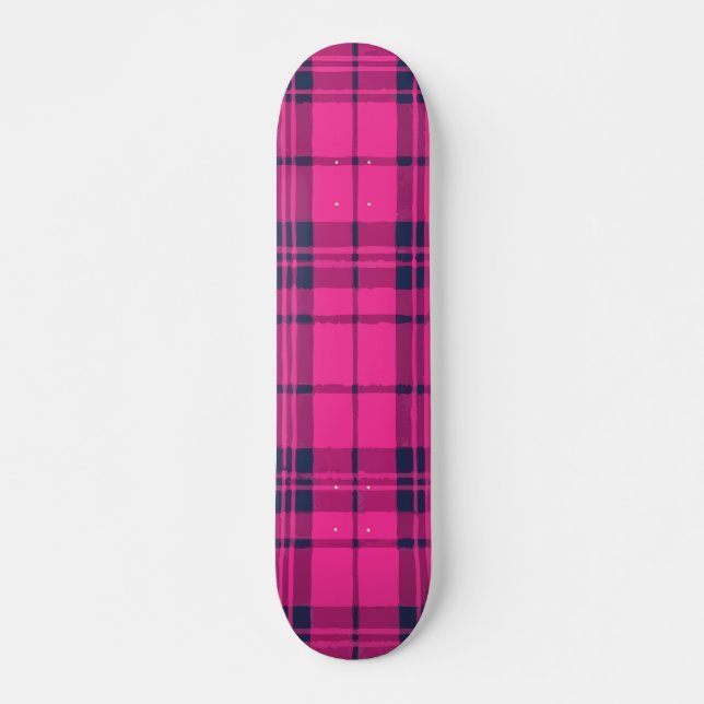 Skate Design de padrão moderno xadrez rosa (Frente)