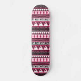 Skate Design de padrão tribal Aztec, rosa e preto