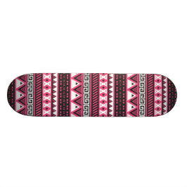 Skate Design de padrão tribal Aztec, rosa e preto