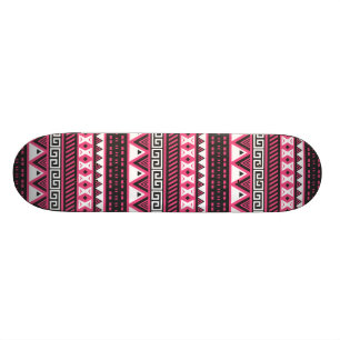Skate Design de padrão tribal Aztec, rosa e preto