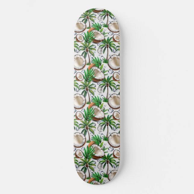 Skate Design de Padrão Tropical de Árvore de Coco (Frente)