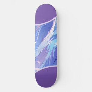 Skate Design de Penas Roxas Vibrantes