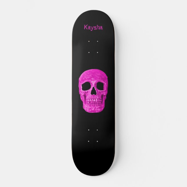 Skate Design de Popart Gótica Neon Girly Pink (Frente)