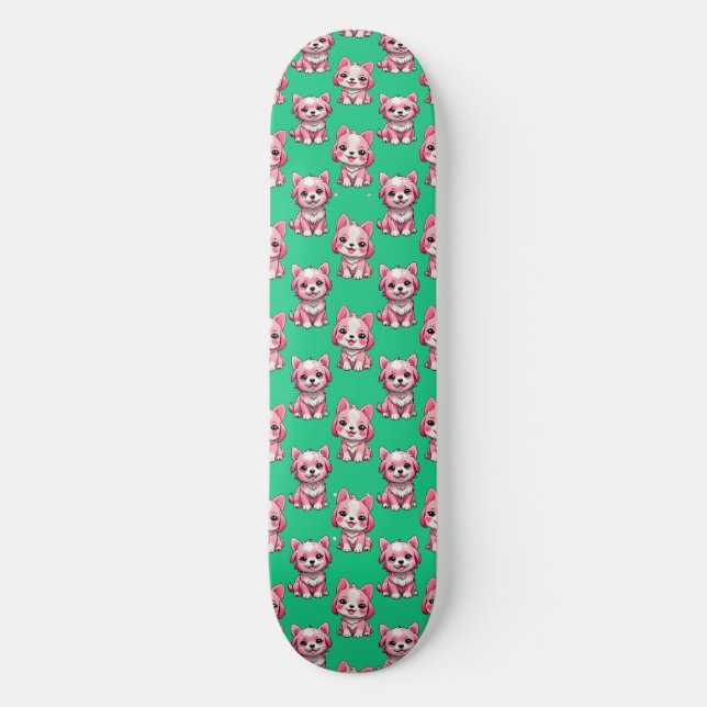 Skate Design de Puppy Dog Patterno - Verde (Frente)