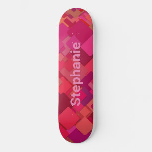 Skate Design de quadrados rosa vermelho-anca retrorrefle